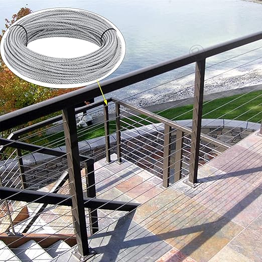 1/8 inch Wire Rope Kit, Haploon 33ft Wire Cable Rope Stainless Steel Cable Railing kit, 50 Pcs Aluminum Crimp Sleeves and 12 Pcs Thimble for Decking,Railing,DIY Outdoor Shades, Picture Hanging
