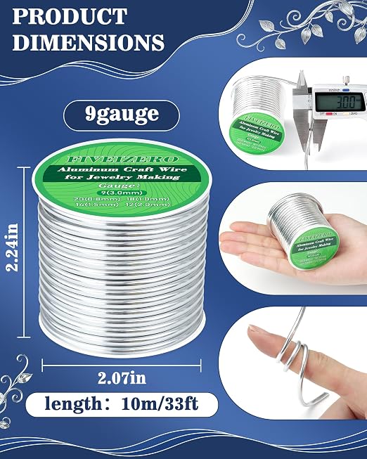 FIVEIZERO 9 Gauge Aluminum Craft Wire 33ft, Armature Wire - Image 2