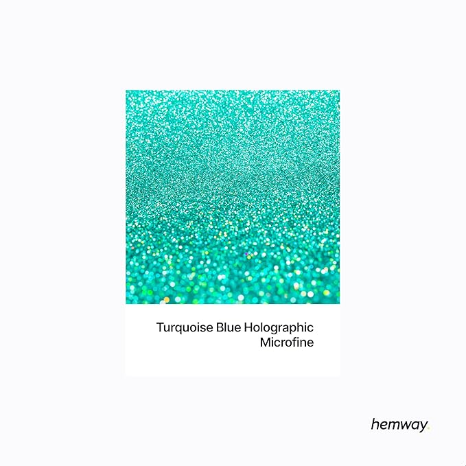 Hemway Polyurethane & Epoxy Resin Glitter 100g / 3.5oz Metallic Crystal Flake Additive for Flooring Jewelry Tumblers Glass Pigment - Microfine (1/256" 0.004" 0.1mm) - Turquoise Blue Holographic