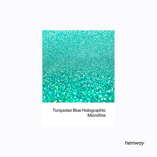 Hemway Polyurethane & Epoxy Resin Glitter 100g / 3.5oz Metallic Crystal Flake Additive for Flooring Jewelry Tumblers Glass Pigment - Microfine (1/256" 0.004" 0.1mm) - Turquoise Blue Holographic