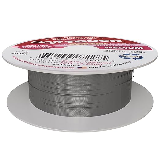 Soft Flex 49 Strand Stringing Wire - Flexible Braided - Medium 0.19 Diameter - Jewelry Making Bead Wire - Satin Silver