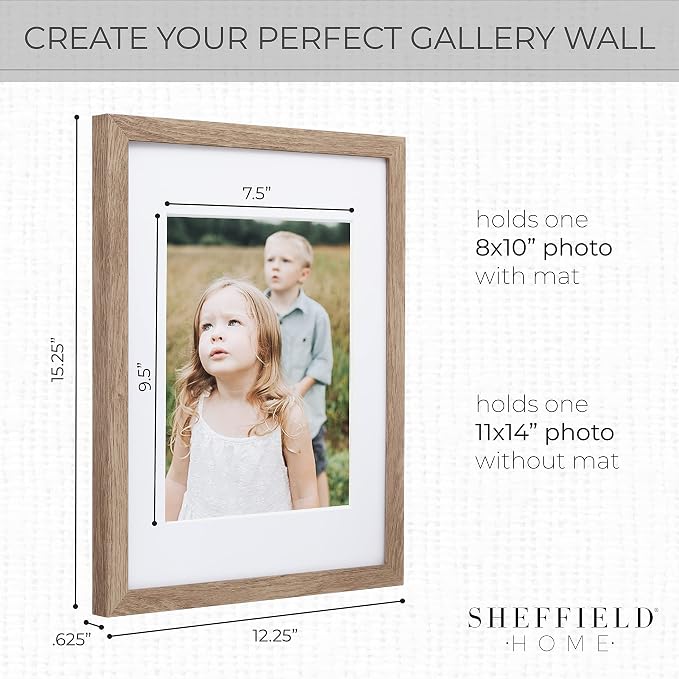Sheffield Home 9 Piece Gallery Wall Frame Set, 11x14 Inch, Light Natural - Image 3