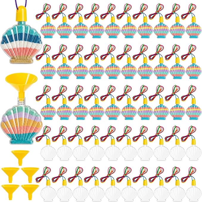 ZAVOOS 50 Pack Sand Art Bottles, Shell Shaped Plastic Craft Collection Bottle by YouroasisForallofusCreatingsharedcomfortforeveryhome