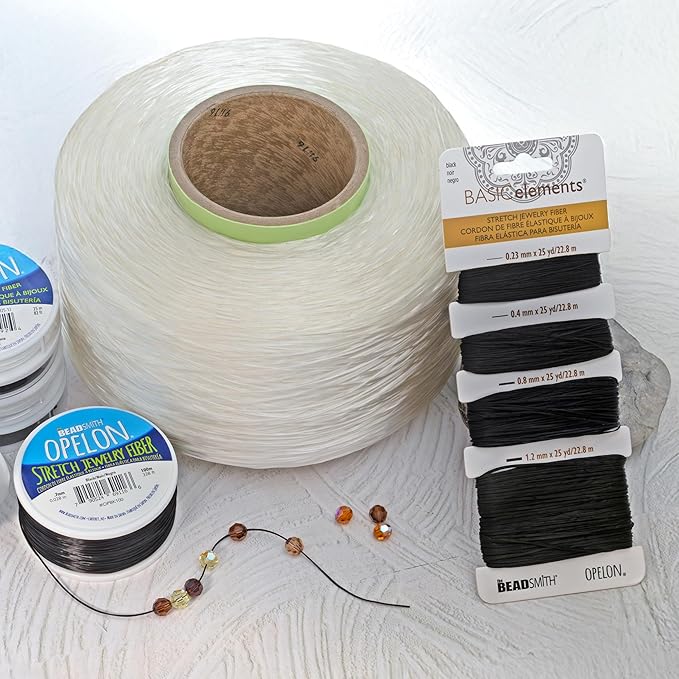 The Beadsmith Opelon Stretch Cord – Elastic Beading Fiber, White, 1.2 mm Diameter, 5 Meters (16.4 ft) Spool