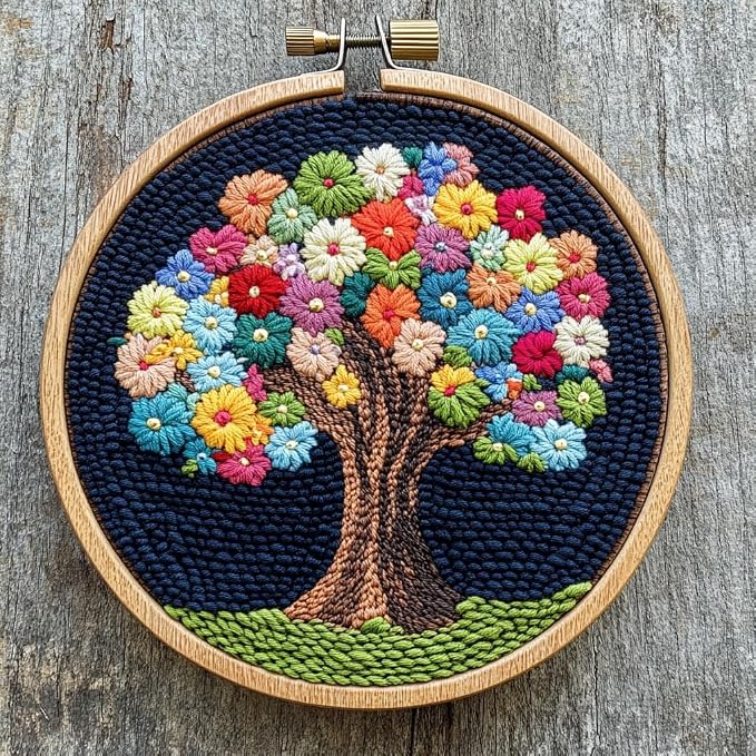 DIY Punch Needle Kits Life Colorful Tree Easy by Unknown