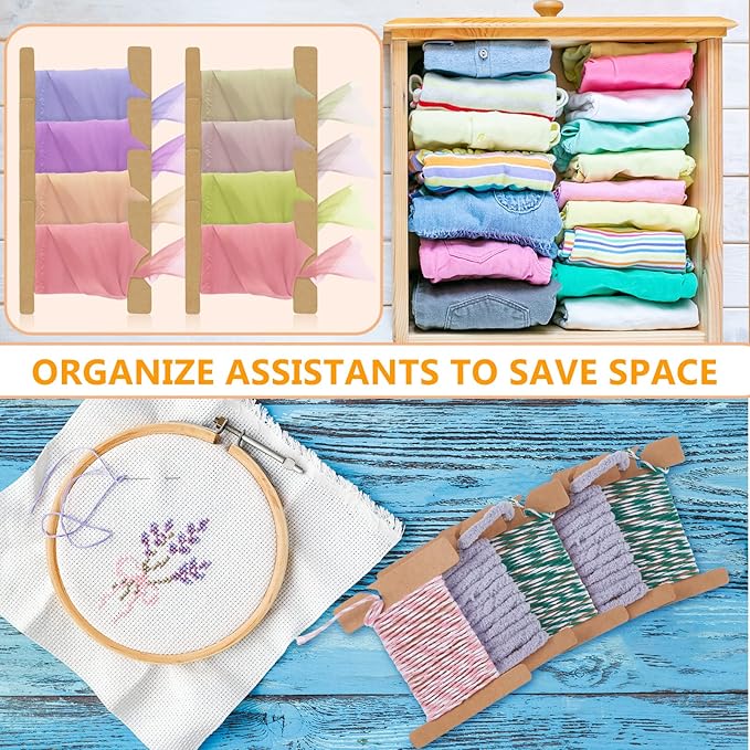 200 Pcs Ribbon Organizer Set Cardboard Ribbon Spools Embroidery Floss Holder Organizer Embroidery Thread Holder Empty Cardboard Yarn Bobbin for Cross Stitch Craft DIY Sewing