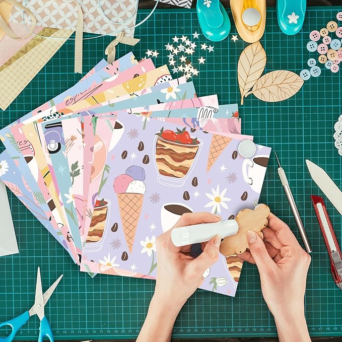 24 Sheets 12 Designs Scrapbook Paper Pad,6"×6” Single-Sided Decopodge Craft Cardstock Paper,Christmas Scrapbooking DIY Decorative Background Cardmaking Supplies.Cartoon