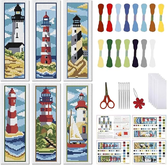 FREEBLOSS 6 Set Bookmark Cross Stitch Kits Cross Stitch Bookmark Kit by FreeandCreativeCraftsArt