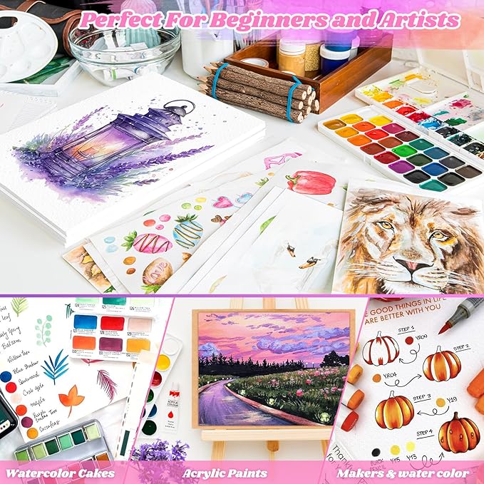 128 Sheets Watercolor Paper Bulk, Stocking Stuffers for Kids, 5"x7" 140lb/300gsm Cold Press White Water Color Paper for Teacher Students, Classroom Must Have, Study Essentials, College School Supplies