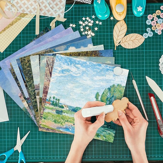 24 Sheets 12 Designs Scrapbook Paper Pad,6"×6” Single-Sided Decopodge Craft Cardstock Paper, Christmas Scrapbooking DIY Decorative Background Cardmaking Supplies.Famous Paintings