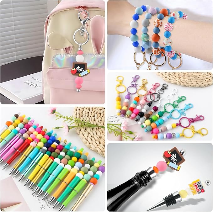300Pcs 9mm Silicone Beads for Keychain Making and Bracelet Making, 20 Colors - Image 4