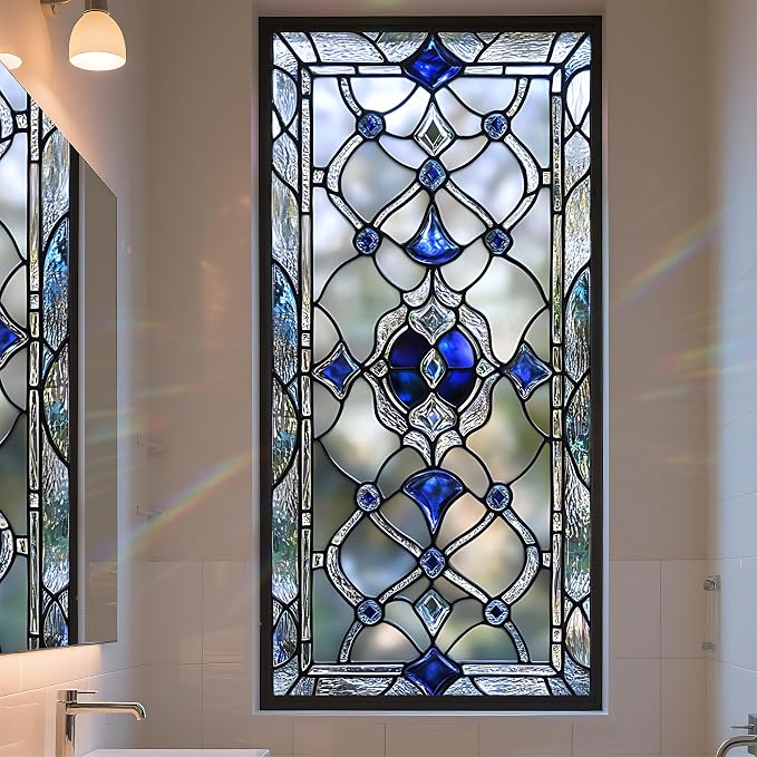 Stained Glass Window Privacy Film Static Cling by AOHMPT