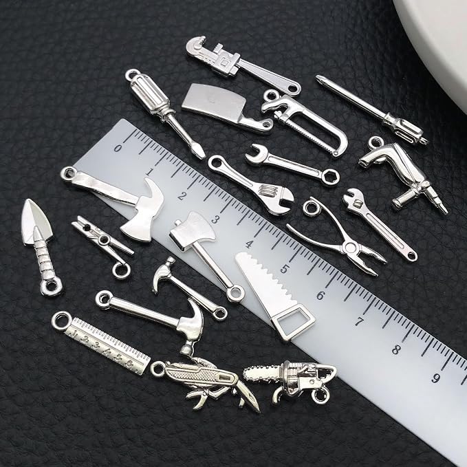 WOCRAFT 60pcs Bright Silver Tools Charms Bracelet Charms - Image 4