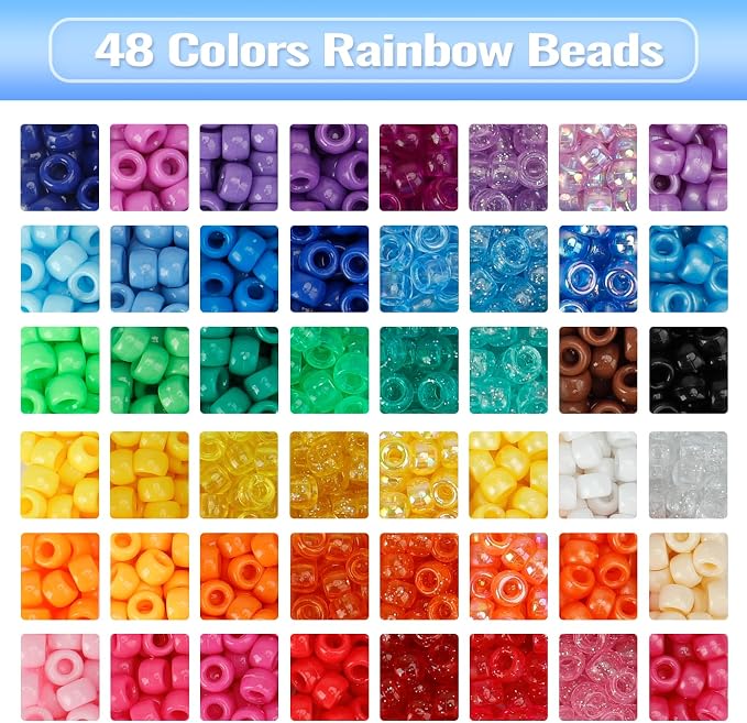 Quefe 48 Colors Bracelet Making Kit Pony Beads 4000pcs Kandi Beads - Image 4