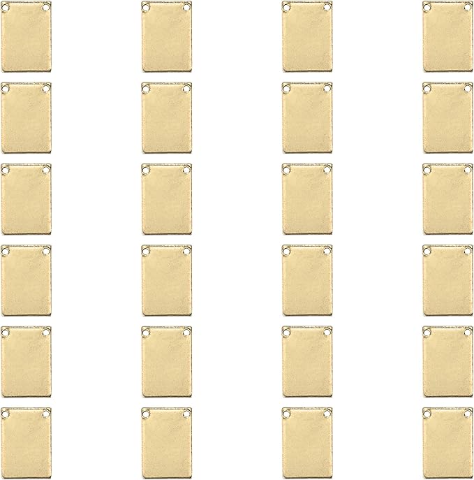 ImpressArt - Premium Metal Stamping Rectangle Blanks for Metal Stamping and Jewelry Making (24 Pack) (7/16" x 3/4" Rectangle w/ 2 Holes, Brass)