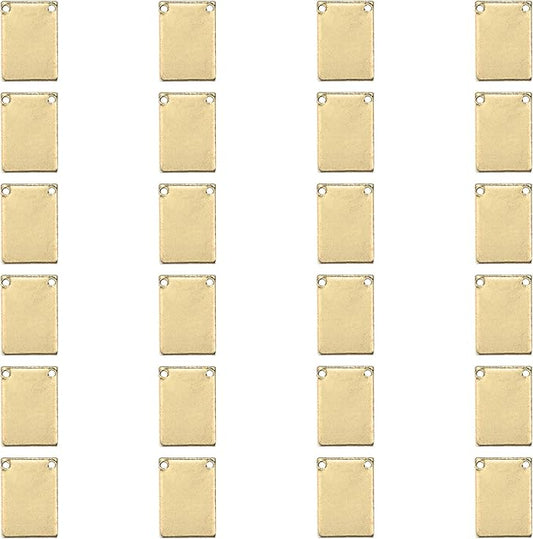 ImpressArt - Premium Metal Stamping Rectangle Blanks for Metal Stamping and Jewelry Making (24 Pack) (7/16" x 3/4" Rectangle w/ 2 Holes, Brass)