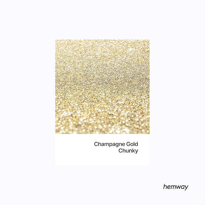Hemway Polyurethane & Epoxy Resin Glitter 100g / 3.5oz Metallic Crystal Flake Additive for Flooring Jewelry Tumblers Glass Pigment - Chunky (1/40" 0.025" 0.6mm) - Champagne Gold