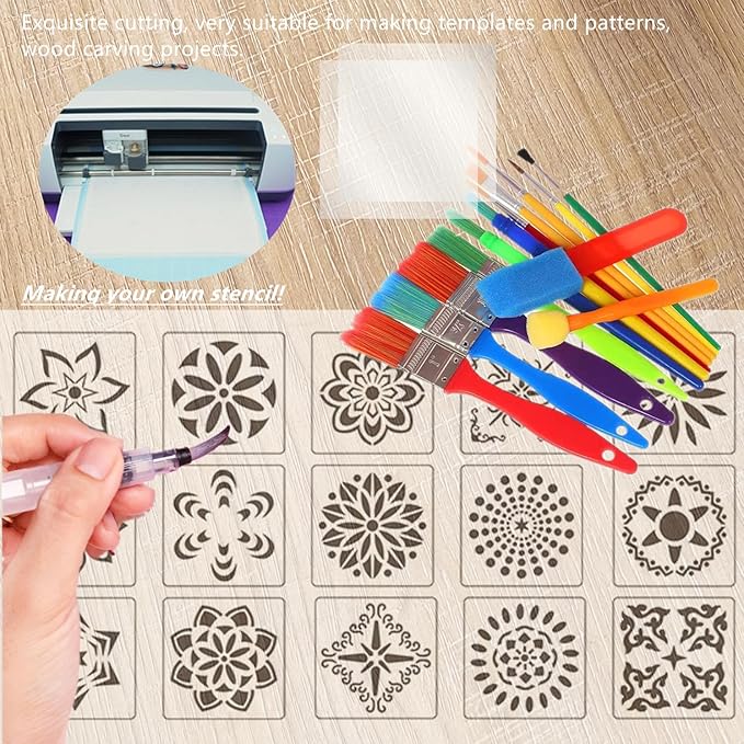 10 Sheets 6 mil Acetate Mylar Sheet 12 x 24 inch Transparent PET Blank Stencil Sheet for Cricut, Silhouette, Craft Template Material