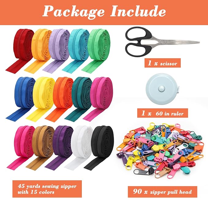 45 Yards 15 Colors #5 Nylon Coil Zippers - Image 7