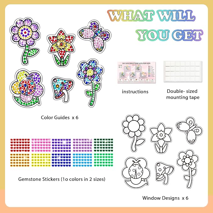 atydkug Window Suncatcher Gemstone Sticker Craft Kits - Image 2