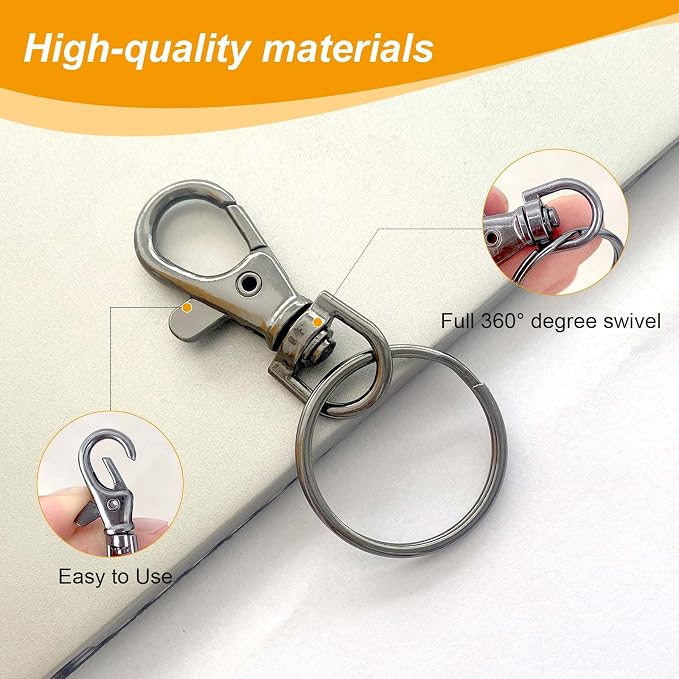 100PCS Swivel Snap Hooks with Key Rings, Premium Metal Swivel Lobster Claw - Image 4