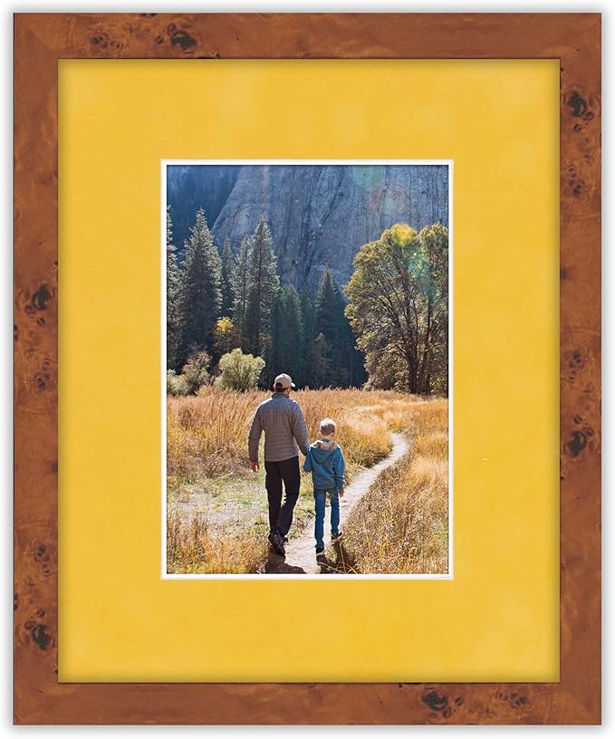 11x14 Mat Bevel Cut for 8.5x11 Photos - Acid Free Sunrise Yellow Suede Precut Matboard With Backing Board and Crystal Clear, Self Seal Mat Bag - For Pictures, Framing - 4-ply Thickness