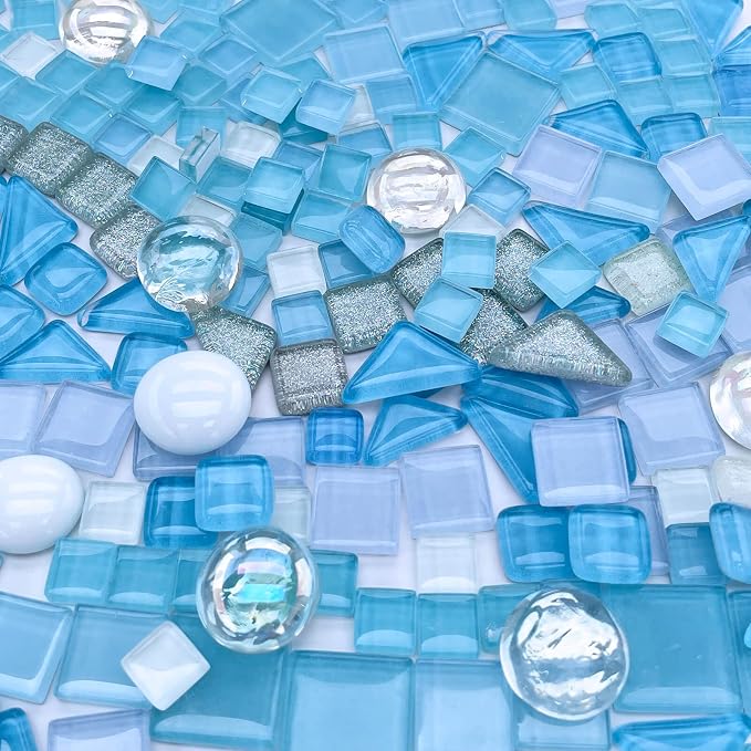 LITMIND 1.1 LB Baby Blue Irregular Mosaic Glass Tiles - Image 3
