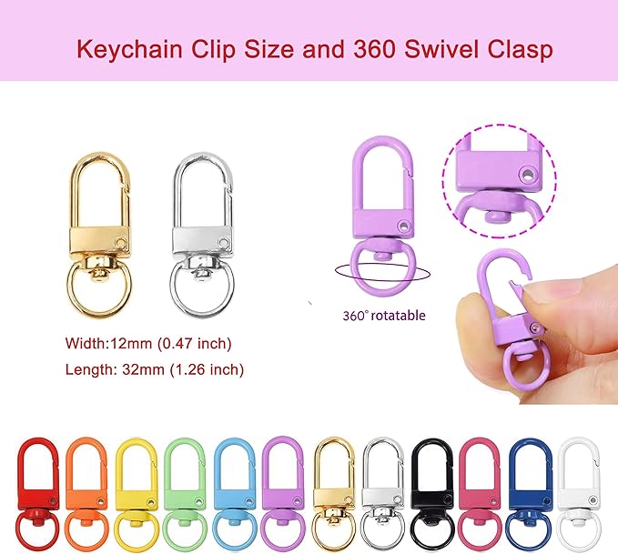 Keychain Clasp Keychain Clip Bulk 60pcs Colorful Lobster Claw Clasps - Image 5
