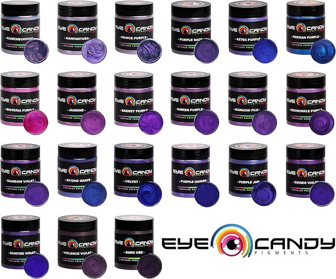 Eye Candy Pigments Premium Purple Mica Powder - Violence Violet (25gr) - for Epoxy, Resin, Soap, Paint, Woodworking, Acrylic Pouring, Bath Bombs, Fishing Lures - DIY Arts and Crafts Additive