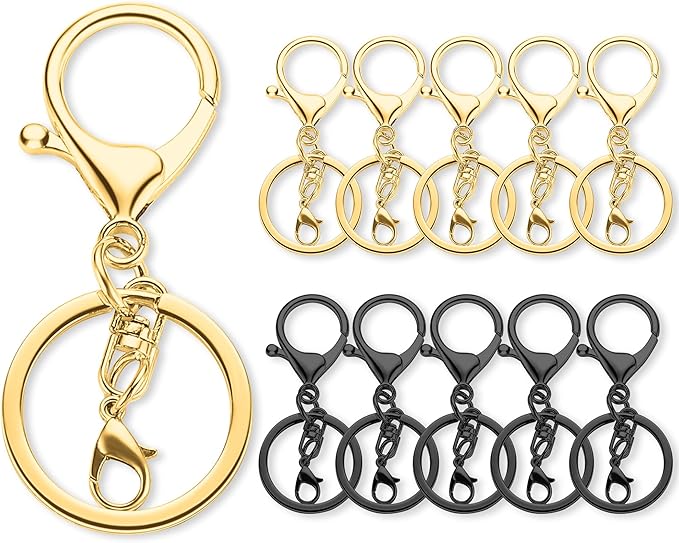 Gkeygo 10 Pack a Set Metal Lobster Claw Clasps and Key Rings, Key Chain by Gkeygo