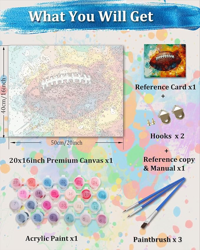 TOCARE American Football Paint by Numbers Kit - Image 3