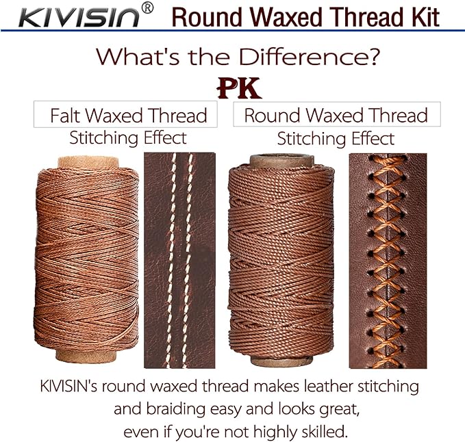 12 Classic Colors Round Waxed Thread, 0.8mm 35Yards Spool Polyester Wax Coated Cord Heavy Duty String for Leather Sewing, Stitching, Bookbinding, Upholstery Repairing and Micro Braiding