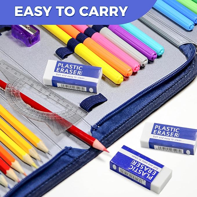25 Pack White Eraser for Pencil, Bulk Art Erasers for Drawing Sketching, Pencil Erasers Rubber for Kids Prize, School Classroom Students, Office Supplies
