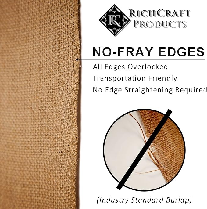 14" x 10yd NO-FRAY Burlap Roll ~ 3 - 5 Table Runners ~ Natural Long Fabric with Finished Edges. Perfect for Weddings, Placemats, Crafts. Decorate Without The Mess!