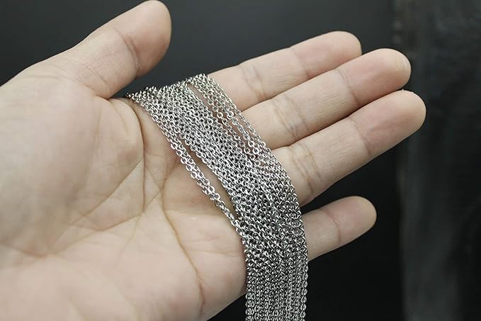 ALEXCRAFT Wholesale 12 PCS Genuine Stainless Steel Cable Chain Necklace Chains Bulk for Jewelry Making(18 Inch(1.5MM))