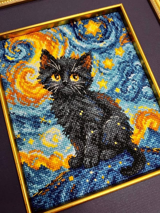 RIOLIS - Starry Cat 2288, Cross Stitch Kits 6"x7", Cat Cross Stitch Kits - Image 5