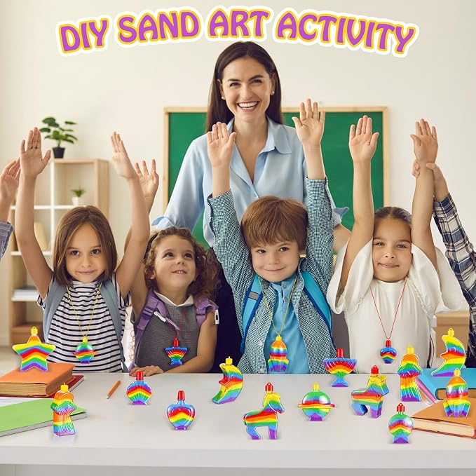 Uiifan 50 Pcs Sand Art Bottle Necklaces Bulk Sand Art Craft Kits - Image 6