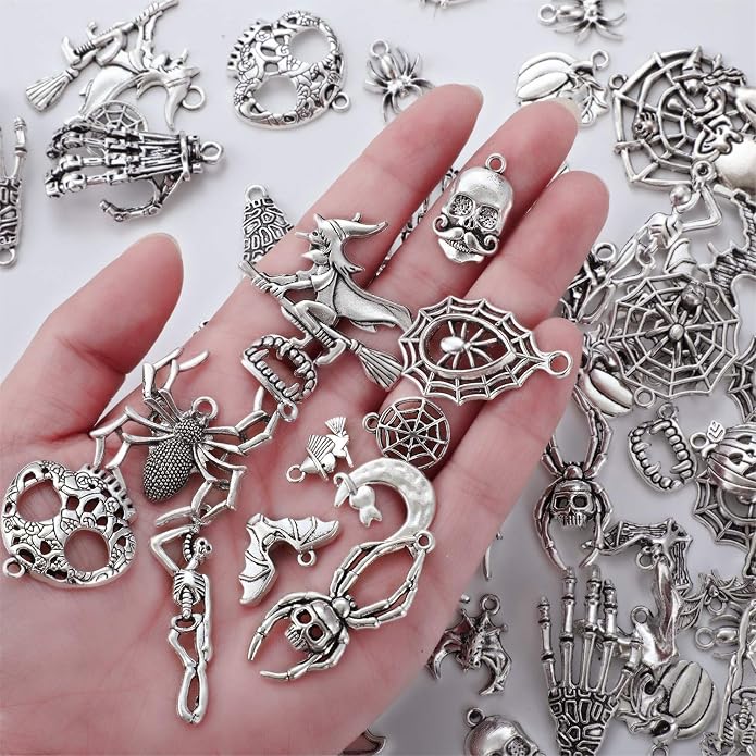 Hicarer 80 Pieces Antique Silver Pendants Charms Pendants Gothic Jewelry Making - Image 6