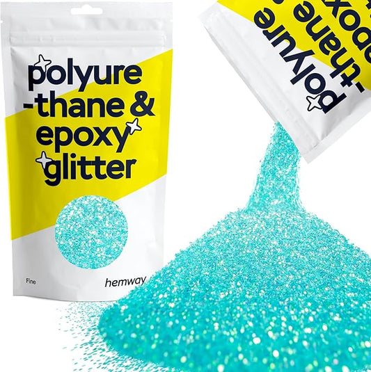 Hemway Polyurethane & Epoxy Resin Glitter 100g / 3.5oz Metallic Crystal Flake Additive for Flooring Jewelry Tumblers Glass Pigment - Fine (1/64" 0.015" 0.4mm) - Fluorescent Blue