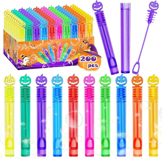 200 Piece Halloween Party Favor Bubbles, Halloween Bubble Wands Bulk for Kids Party Favor Supplies, Trick or Treat Goodie Bags, School Classroom Game Rewards, Halloween Miniatures