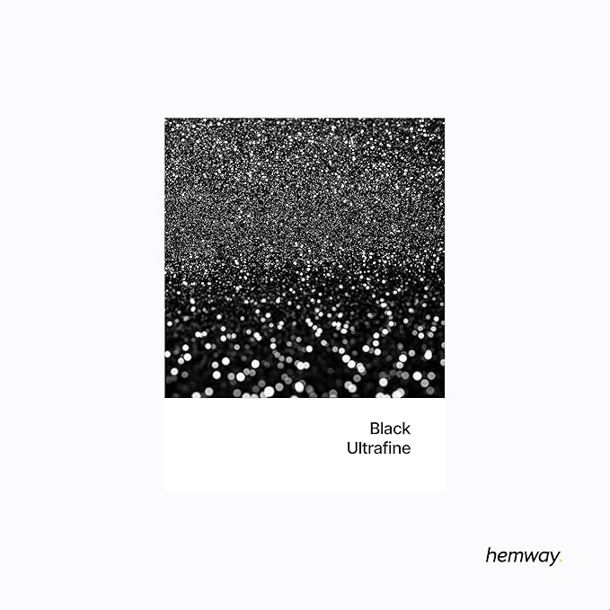 Hemway Polyurethane & Epoxy Resin Glitter 100g / 3.5oz Metallic Crystal Flake Additive for Flooring Jewelry Tumblers Glass Pigment - Ultrafine (1/128" 0.008" 0.2mm) - Black