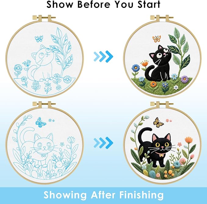 ERKOON Embroidery Kit for Beginners, 2 Set Flower Cross Stitch Set Include - Image 4