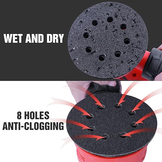 100 Pcs 5 inch Wet Dry Sanding Discs Grit 150 Hook and Loop 8 Hole Silicon Carbide Orbital Sander Sandpaper