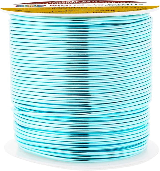 Mandala Crafts 18 Gauge Anodized Aluminum Craft Wire for Jewelry Making - 100 FT Colored Flexible Turquoise Wire - Bendable for Bonsai Armature Crafting Sculpting