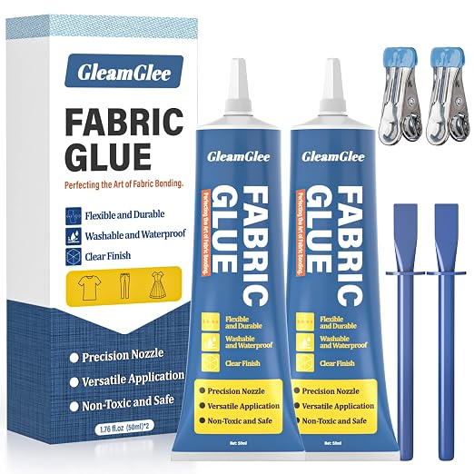 Fabric Glue Permanent, 100ml Extra Strong Fabric Adhesive, Washable Clear by GleamGlee