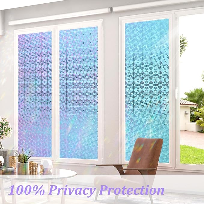 Windimiley Stained Glass Window Privacy Film, Rainbow Clings, 23.6" x 78.7" | - Image 4