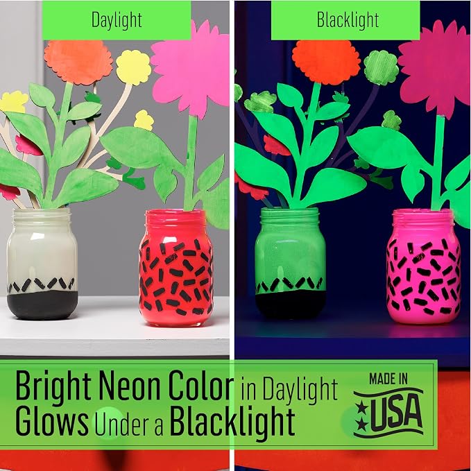 FolkArt Neon Glow Acrylic Paint Set, 2 oz, 8 Fl Oz - Image 2