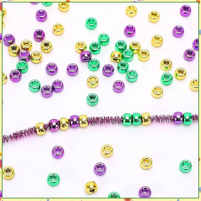 UPINS 1200Pcs Mardi Gras Pony Beads - Image 3