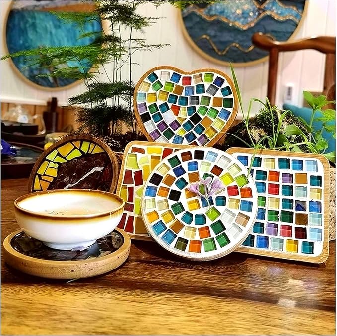 Mosaic Tiles Squares Deep Red Crystal Mosaic Glass Tile - Image 5