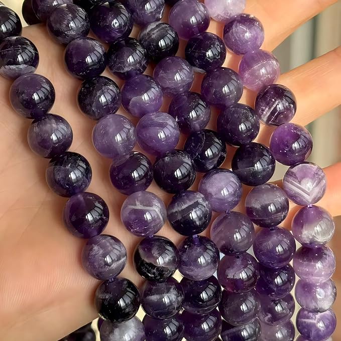 MJDCB Natural Dreamy Amethyst Beads Round Stone Beads DIY Loose Beads - Image 9